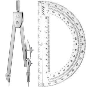 Zonon Protractor and Compass Student Geometry Math Set, 1 Pcs, Clear