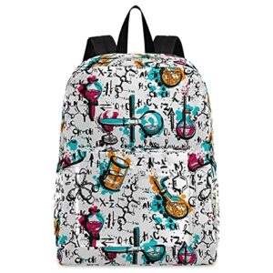 ZzWwR Vintage Chemistry Laboratory Tubes And Formulas Casual Polyester Laptop Backpack Large Daypack for Business Sport Travel School Bookbags