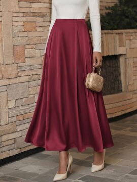 BTFBM Satin Maxi Skirts for Women Fall