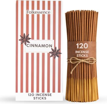 Folkulture Premium Fall Incense Sticks Cinnamon, Striped Design (120 Stick)