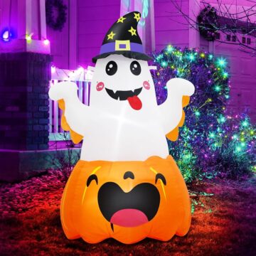 4FT Halloween Inflatables Pumpkin Ghost, Wizard Ghost Style