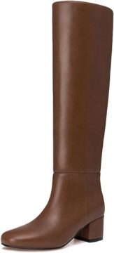 Knee High Boots Women Chunky Low Heel Round Toe Tall Fall Boots
