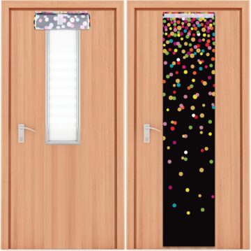 Larger 2 PCS Colorful Classroom Door Window Cover 47×11in, Window Covering Blackout Lockdown Shades Darkening Roller …