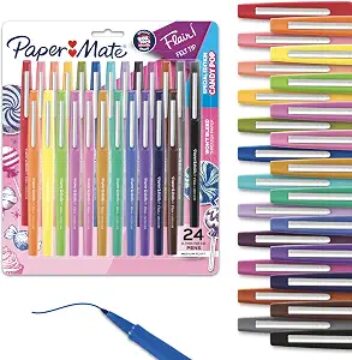 Paper Mate Flair Felt Tip Pens, Medium Point (0.7mm), 24 Count