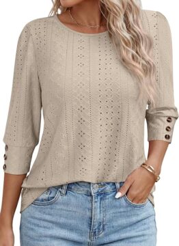 ANRABESS Women's 3/4 Sleeve Blouses with promo code V2SN2SJ9 at checkout