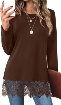 OFEEFAN Lace Tunic Tops with promo code 3DQGYR2N at checkout