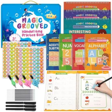 Handwriting Practice Kit with Pencil Grips for Kids Ages 3-6