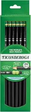 Ticonderoga Wood-Cased Pencils, 2 HB Soft, Black, 24 Count