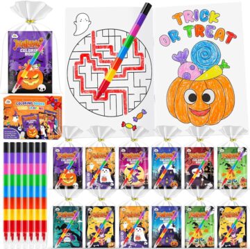 ZMLM 24 Pack Halloween Coloring Books with Crayons,Party Favors for Kids