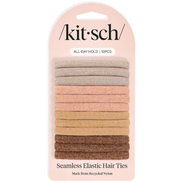 at Amazon!!!Kitsch Elastic Hair Ties No Damage | Stretchable Hair Bands - Neutral 12pcs
