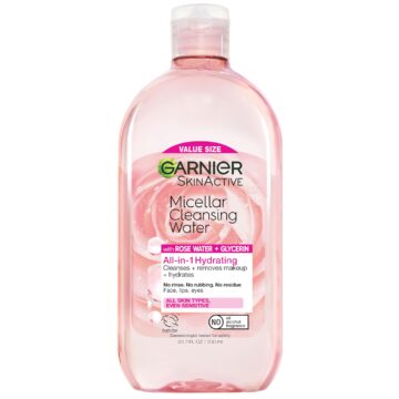 Garnier Micellar Water with Rose Water and Glycerin, Hydrating Facial Cleanser & Makeup Remover, For All Skin Types, …