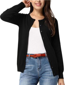 GRACE KARIN Knit Cardigan Sweaters for Women Lightweight Fall, Black