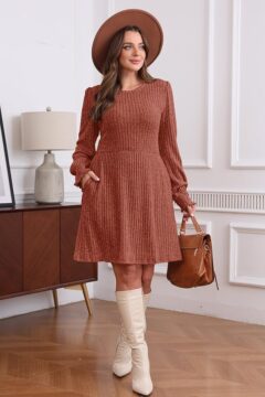 SAMPEEL Dresses for Women Long Sleeve Fall Fashion Casual Sweater Dress Trendy Outifts