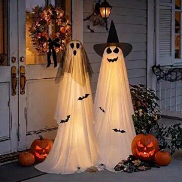 Minetom 2 Pack 5 FT Halloween Ghost Decorations Light Up Ghosts Outdoor