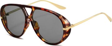 Trendy Gold Oversized Aviator Sunglasses for Women Men 70s Style