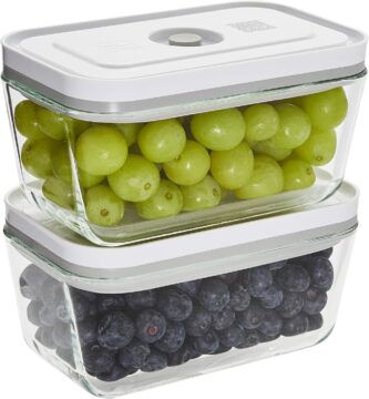 ZWILLING Fresh & Save 2-Piece Medium Glass Vacuum Sealer Food Storage Container with Airtight Lids