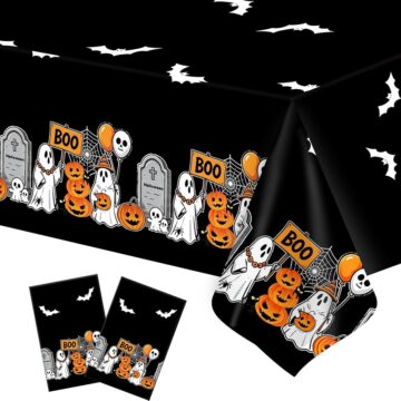 2 PCS Plastic Halloween Tablecloth (54x108 Inch) Disposable