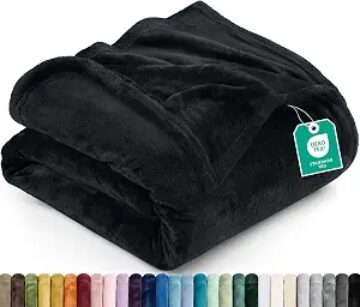 Utopia Bedding Ultra Soft Fleece Bed Blanket Throw Size Black (50x60 Inch)