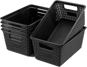 Storage Bins with Lids Plastic Storage Baskets with Lids for Office Organization,Stackable Organizing Bins with Latch…