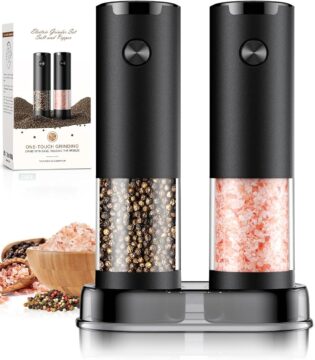 Electric Salt and Pepper Grinder Set Automatic Battery Pepper Mill Shakers Adjustable Coarseness Upgraded Larger Capa…