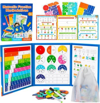 Magnetic Fraction Demonstration Book for Kids, Montessori Fraction Playbook with Tiles & Circles, Fraction Educationa…