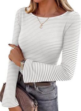Ekouaer Bell Sleeve Thermal Tops with clip able coupon code!! ad