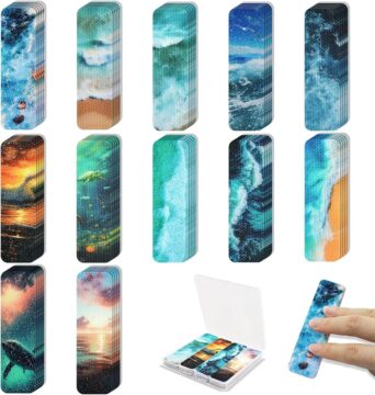48 Pieces Anxiety Sensory Stickers with Storage Box - Sensory Strips 2 Textured Surface Adhesives Fidget Strips for O…