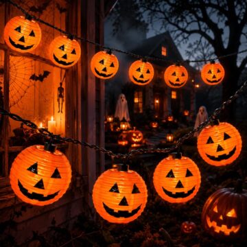 Halloween Pumpkin Lantern String Lights, 8.5Ft Jack O Lanterns Pumpkin String Lights with10 Orange Pumpkin Lanterns,