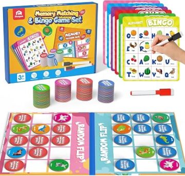 Coogam Alphabet Bingo Game, ABC Learning Letter Recognition and Phonetic Words with Pictures