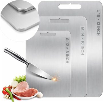 2026 Upgraded Titanium Cutting Board for Kitchen, Extra Thick 100% Pure Titanium Chopping Board, Double-Sided Food-Gr…