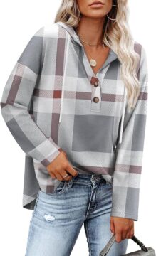 RUMIA Womens Tops V Neck Sweatshirt for Women Pullover Fall Outfits Loose