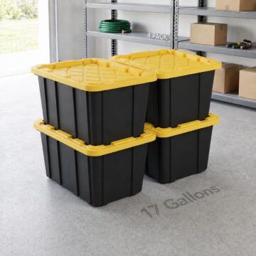 17 Gal Storage Bins 4-Pack, Heavy Duty Plastic Totes with Snap Lids