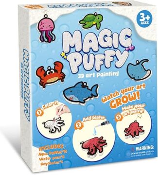 Magic Foam Texture Painting Kit - 3D Art Craft Aqua Magic Puffs Paint Kit, 15 Mess-Free Paint by Number Crafts