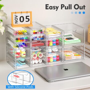 Acrylic 13-Drawer Storage & Makeup Organizer for Desk, Bath