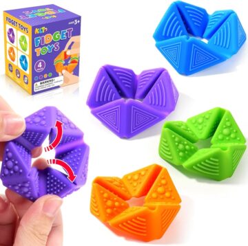 KLT Fidget Sensory Toys for Kids: Quiet Silicone Sensory Flip Cube with Textures - Calming Toys for Autism Kids Stres…