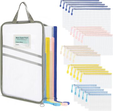 26pcs Zipper Pouches with Organizer Bag, Reusable Plastic Zip Bags