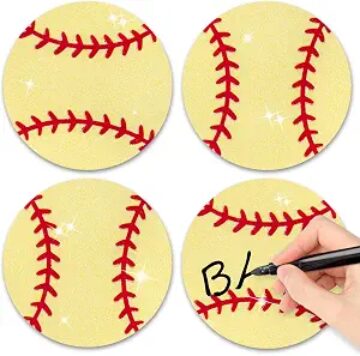 100Pcs Glitter Softball Cutouts Sports Party Classroom Game Day Wall Decor