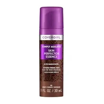 Covergirl Simply Ageless Skin Perfector Essence Foundation, 80 Deep, Tinted Skincare Makeup Hybrid, Sheer Tint, Radia…