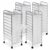 10-Drawer Rolling Storage Cart, 4-Pack Clear Craft Organizer Trolley on Wheels with Perforated Top Shelf for Office Art Supplies, Chrome Frame