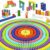 1000 Pcs Dominoes Set for Kids, 10 Colors Wooden Building Blocks with Extra 10 Add-on BlocksRacing Tile Games for Family Fun Party