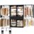 [10 FT Closet System] 120 Inch Reversible Set of 2 Wood Closet Organizer System with 2 Drawers, 4 Hanging Rods Adjustable Shelf, Walk In Closet Organizers with Shoe Rack, Garment Rack, Black