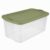 120-Quart Clear Plastic Storage Bin with Green Lid and Carry Handles