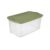120 Qt Clear Storage Bin, Extra Large Plastic Tote with Green Lid