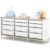 12 Drawers Storage Cabinet with Wooden Top and Plastic Bins, Toy Shelf Storage Chest Cubby Organizer for Home, Office, Playroom, Classroom & Craft Room Storage (White)