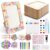 12 Pack DIY Picture Frames Craft Kit Unfinished Wooden Picture Frames for Crafts, Fits 4x6in Photos, Picture Frame Decorating Kit with Diamond Stickers Beads Painting Tools for DIY Crafts Decorate