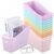 12 Pack Large Book Bins, Durable Magazine Organizer File Holder Plastic Book Storage Bins with Labels for Classroom Library Office, Desktop Organization, Bookshelf Categorization (Pastel)