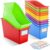 12 Pack Overlapping Classroom Storage Bins (6 Color Schemes) – Durable Magazine Organizer with 32 Stickers, Classroom Organization Container Supplies for Classroom Library Home