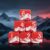 12PCS 16mm Red Acrylic Printed D6 Dice Set, White Snow Mountain Pattern Six-Sided Dice, Summit Mountain Graphic Dice for DND RPG Tabletop Game Outdoor Themed Collectible Gaming Gift