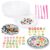 12 PCS Stepping Stone Kit, 10.2 Inch Round Concrete Mold with Mosaic Tiles, Letter & Number Stamps & Carving Tools for Garden Walkway, Outdoor Path Pavement Decoration, Family Craft