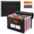 13 Pockets Accordion File Organizer, Portable Expanding File Folder with Cover Labels Black Desktop Document Holder Letter A4 Paper Bill Receipt Storage for Student Teacher Office Home School Supplies